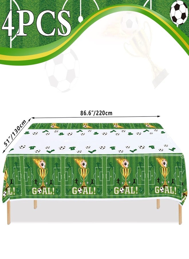 Inspireyee 4 Pack Soccer Party Tablecloths Soccer Birthday Decorations Plastic Disposable Sports Theme Party Table Covers Soccer Theme Table Cloth for Rectangle Tables Birthday Party Supplies Favors 51'' X 86'' - Image 2